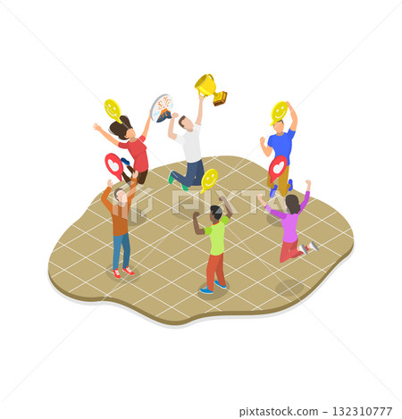 3D Isometric Flat Illustration of Sport Team Mates. Item 2 3D Isometric Flat Illustration of Sport Team Mates. Item 2 132310777
