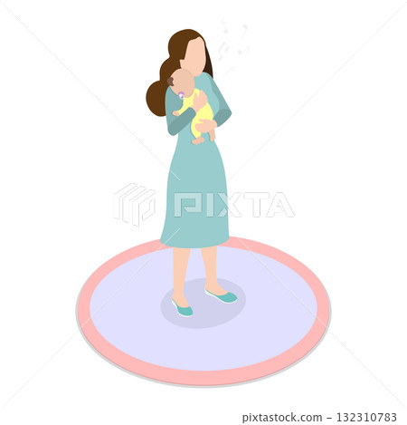 3D Isometric Flat  Illustration of Newborn Care. Item 2 132310783