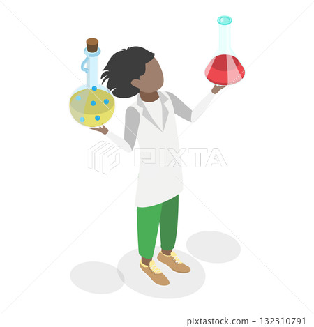 3D Isometric Flat  Illustration of Scientists Kids Characters. Item 2 132310791