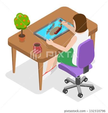 3D Isometric Flat  Illustration of Creativity Development. Item 3 132310796