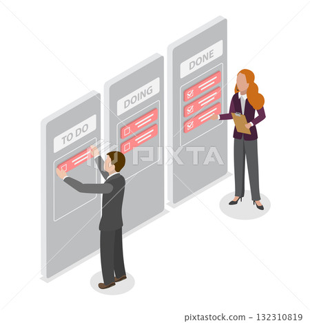 3D Isometric Flat  Illustration of Project Management. Item 1 132310819