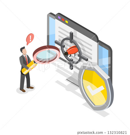 3D Isometric Flat  Illustration of Data Loss Prevention. Item 2 132310821