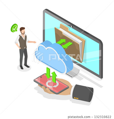 3D Isometric Flat  Illustration of Data Loss Prevention. Item 1 132310822