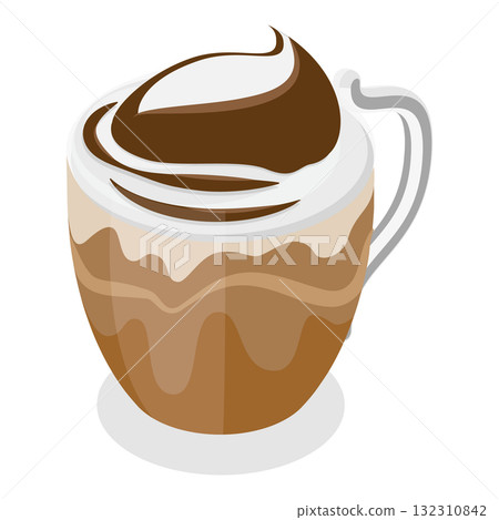 3D Isometric Flat  Set of Coffee Beverages. Item 10 132310842