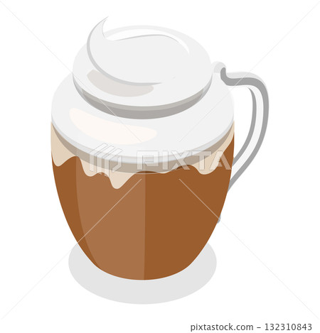 3D Isometric Flat Set of Coffee Beverages. Item 9 3D Isometric Flat Set of Coffee Beverages. Item 9 132310843