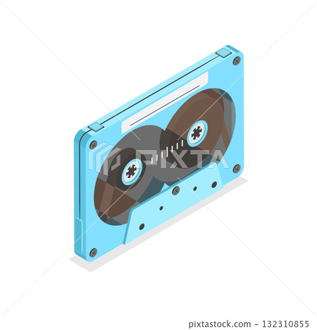 3D Isometric Flat  Illustration of Retro Tapes. Item 4 132310855