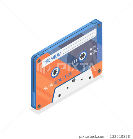 3D Isometric Flat  Illustration of Retro Tapes. Item 1 132310858