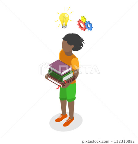 3D Isometric Flat  Illustration of Knoledge and Education. Item 2 132310882