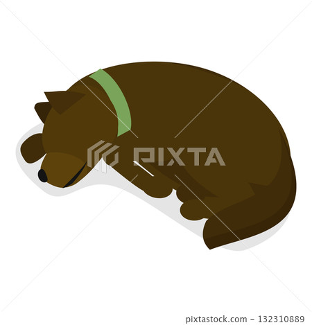 3D Isometric Flat  Illustration of Sleeping Pets. Item 4 3D Isometric Flat  Illustration of Sleeping Pets. Item 4 132310889