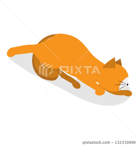 3D Isometric Flat  Illustration of Sleeping Pets. Item 3 132310890