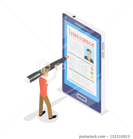 3D Isometric Flat Illustration of Insurance Policy. Item 3 3D Isometric Flat Illustration of Insurance Policy. Item 3 132310923