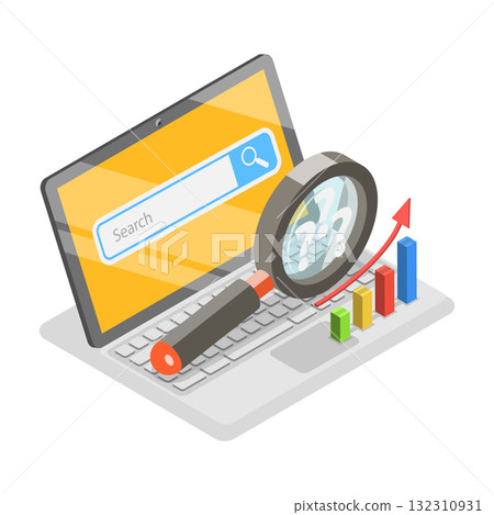 3D Isometric Flat  Illustration of Seo Analysis. Item 1 3D Isometric Flat  Illustration of Seo Analysis. Item 1 132310931