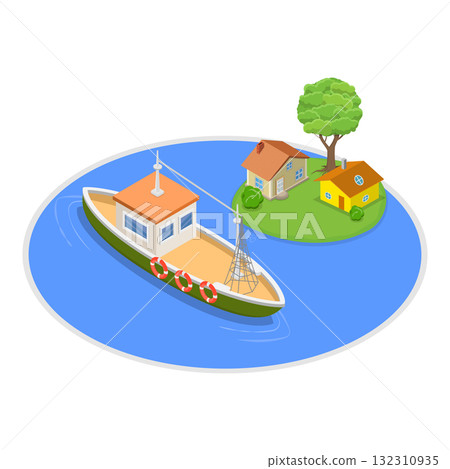 3D Isometric Flat Illustration of Maritime Life. Item 3 3D Isometric Flat Illustration of Maritime Life. Item 3 132310935