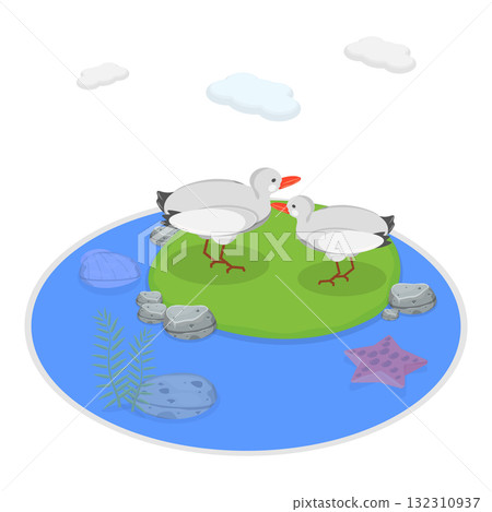 3D Isometric Flat  Illustration of Maritime Life. Item 1 132310937