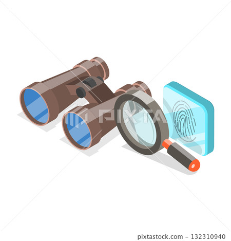 3D Isometric Flat  Illustration of Private Investigating. Item 3 132310940
