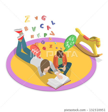 3D Isometric Flat Set of Parents Learning with their Kids. Item 1 3D Isometric Flat Set of Parents Learning with their Kids. Item 1 132310951