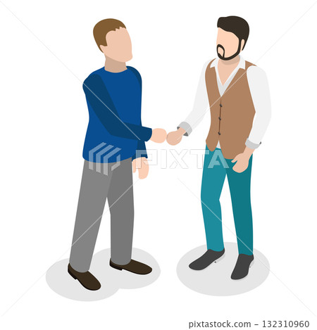 3D Isometric Flat Set of Greeting Gestures. Item 6 3D Isometric Flat Set of Greeting Gestures. Item 6 132310960
