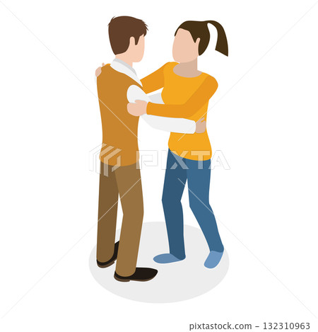 3D Isometric Flat  Set of Greeting Gestures. Item 3 132310963