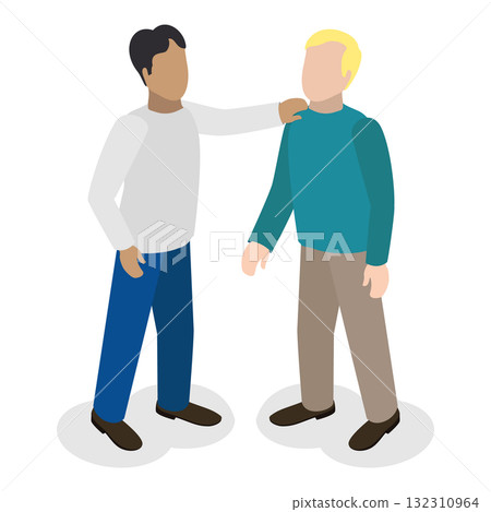 3D Isometric Flat  Set of Greeting Gestures. Item 2 132310964