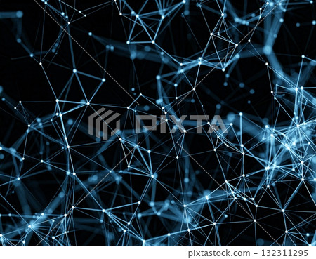 Network structure drawn by dots and lines | Abstract expression on black background 132311295
