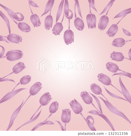 pink flowers tulips , heart frame, vector illustration Hand drawn floral elements. Gift card tulips for Valentine Day pink flowers tulips , heart frame, vector illustration Hand drawn floral elements. Gift card tulips for Valentine Day 132311336