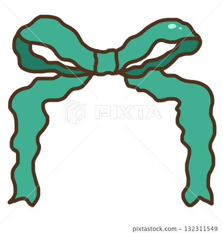 Charming hand drawn coquette green ribbon bow illustration. festive and decorative element for Christmas, gift wrapping, or any celebration. Simple and elegant design on transparency background Charming hand drawn coquette green ribbon bow illustration. festive and decorative element for Christmas, gift wrapping, or any celebration. Simple and elegant design on transparency background 132311549