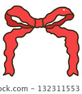 Cute hand drawn illustration of festive red ribbon bow decoration. charming coquette style element for Christmas gift wrapping, holiday celebration, and festive design on transparency background 132311553