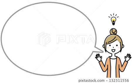 Sparkling young woman with thought bubble Sparkling young woman with thought bubble 132311556