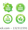 Lead free green labels with leaves symbol 132311591