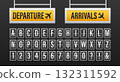 Airport departure arrivals split flap board alphabet letters 132311592