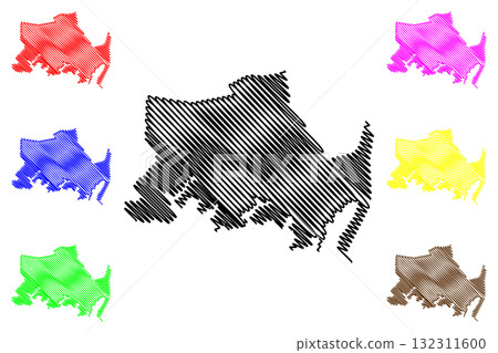 Georges River Council (Commonwealth of Australia, New South Wales, NSW) map vector illustration, scribble sketch Georges River map 132311600