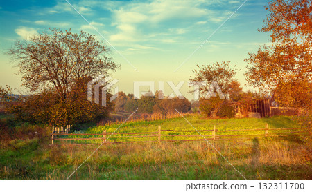 The countryside in the early morning. Rural landscape The countryside in the early morning. Rural landscape 132311700