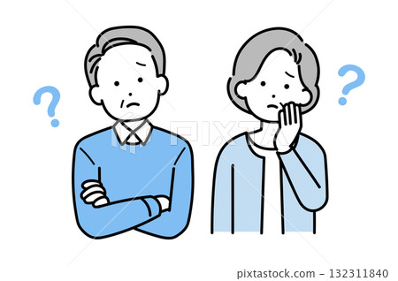 一對年長夫婦有疑問的插圖 132311840