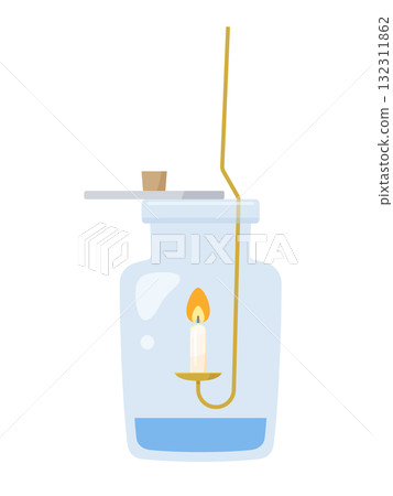 Illustration of a candle burning in an air collection bottle Illustration of a candle burning in an air collection bottle 132311862