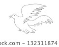 A bird flying outline vector illustration. A dove line drawing. 132311874