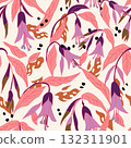 Exotic hand drawn flowers, seamless patterns with fuchsia a flower hybrid ballerina floral for fabric, textiles, clothing. Vector illustration 132311901