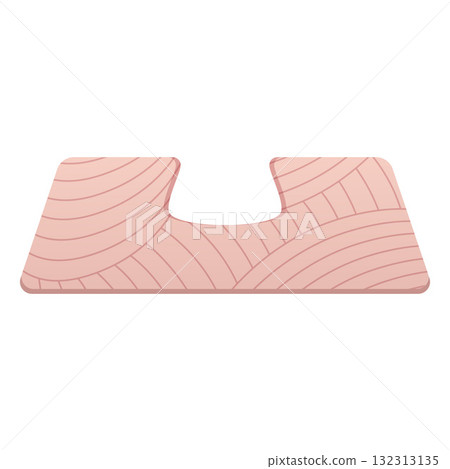 Beige rectangular toilet mat with stripes, warm floor covering. Beige rectangular toilet mat with stripes, warm floor covering. 132313135