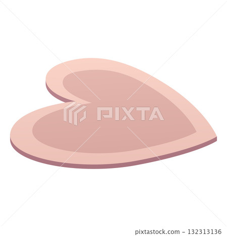 Heart shape rug in nude beige color, vector cartoon woven carpet for floor in room or bathroom, cozy decorative neat mat 132313136