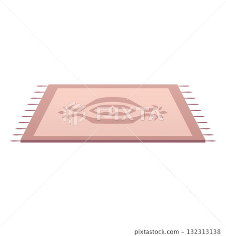 Cartoon wool carpet with oriental ornament and tassels in nude beige, vintage woven floor rug, vector textile neat mat Cartoon wool carpet with oriental ornament and tassels in nude beige, vintage woven floor rug, vector textile neat mat 132313138