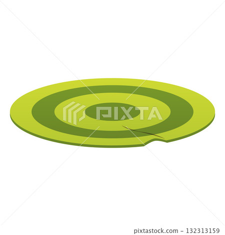 Green round rug with stripes and folds, cozy home textiles. 132313159