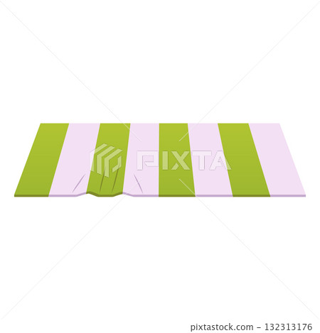 Green striped floor rug, vector cartoon wool carpet for floor in living room or bedroom, cozy home textile neat mat 132313176