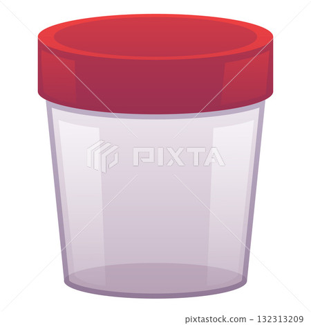 Test tube with red cap flat icon, blood, urine and stool laboratory analysis equipment plastic container for biomaterial 132313209