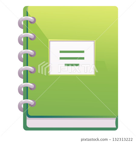 A green closed spiral notebook with a blank cover, office supplies. 132313222