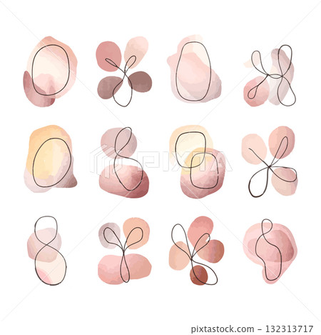 Colorful abstract shapes with delicate lines in a modern design for artistic inspiration Colorful abstract shapes with delicate lines in a modern design for artistic inspiration 132313717