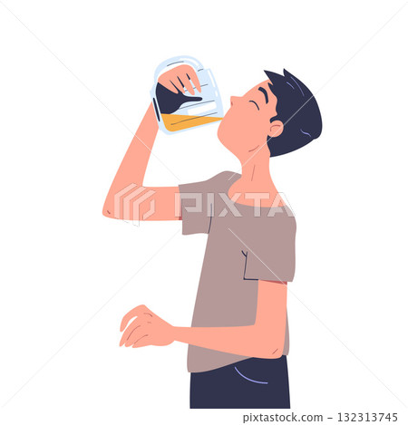 Man with Alcohol Drink and Beverage in Mug Vector Illustration Man with Alcohol Drink and Beverage in Mug Vector Illustration 132313745