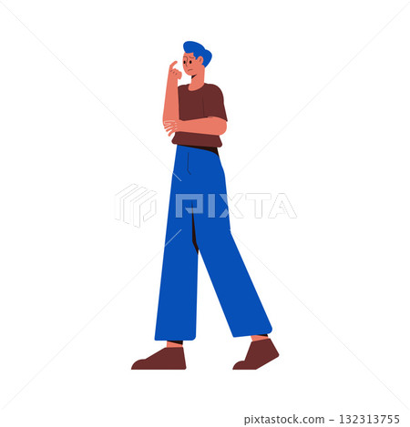 Thoughtful Man Thinking Try to Solve Problem Vector Illustration Thoughtful Man Thinking Try to Solve Problem Vector Illustration 132313755
