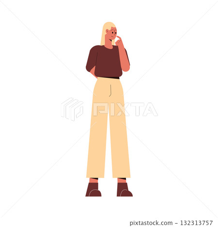 Thoughtful Woman Thinking Try to Solve Problem Vector Illustration Thoughtful Woman Thinking Try to Solve Problem Vector Illustration 132313757