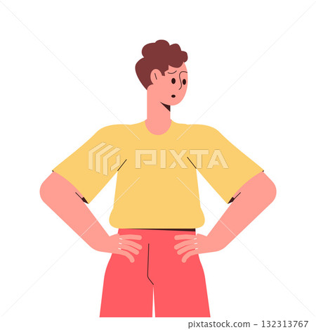 Thoughtful Man Thinking Try to Solve Problem Vector Illustration 132313767