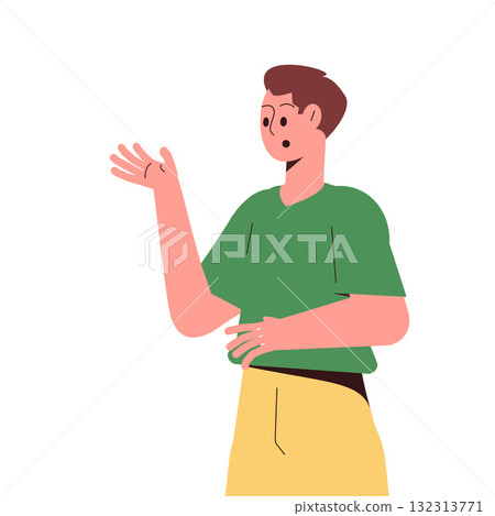 Thoughtful Man Thinking Try to Solve Problem Vector Illustration 132313771