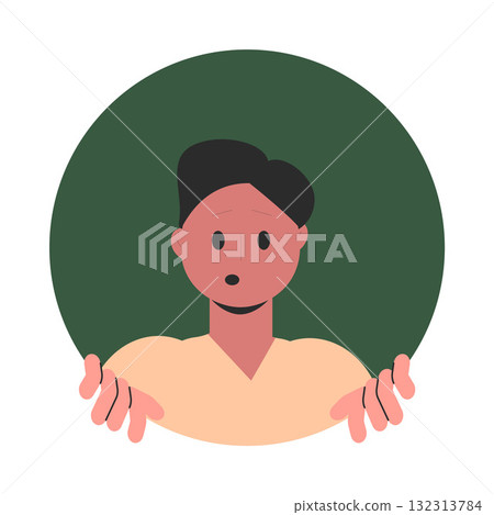 Man Character Peeking Out Shape and Looking Vector Illustration Man Character Peeking Out Shape and Looking Vector Illustration 132313784